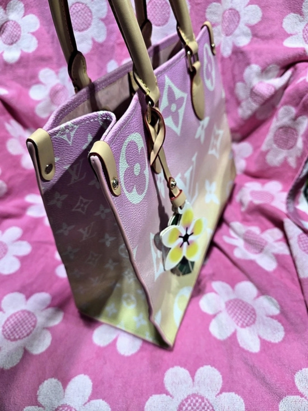 Louis Vuitton OnTheGo GM By The Pool Tote Pink & Yellow